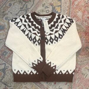 Faith & Zoe, Brown and Cream Patterned Cardigan, Women’s Size Medium